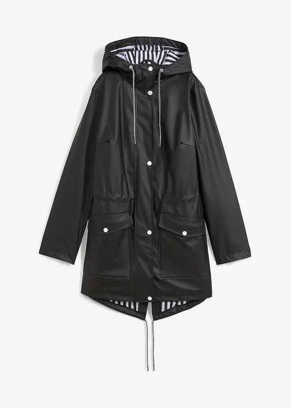 wasserabweisende Regenjacke in schwarz von vorne - bonprix
