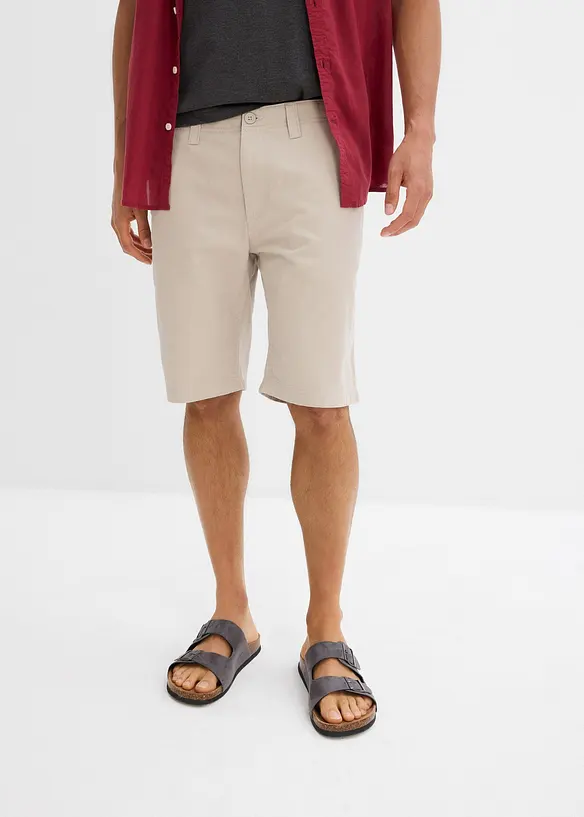 Chino-Bermuda aus Baumwolle in Regular-Fit in grau von vorne - bonprix