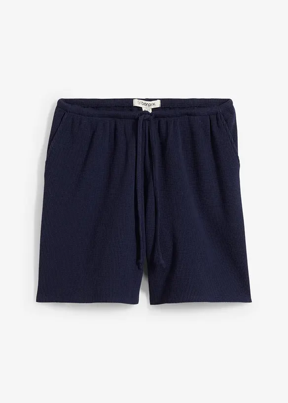 Strukturshorts aus reiner Baumwolle in blau von vorne - bonprix