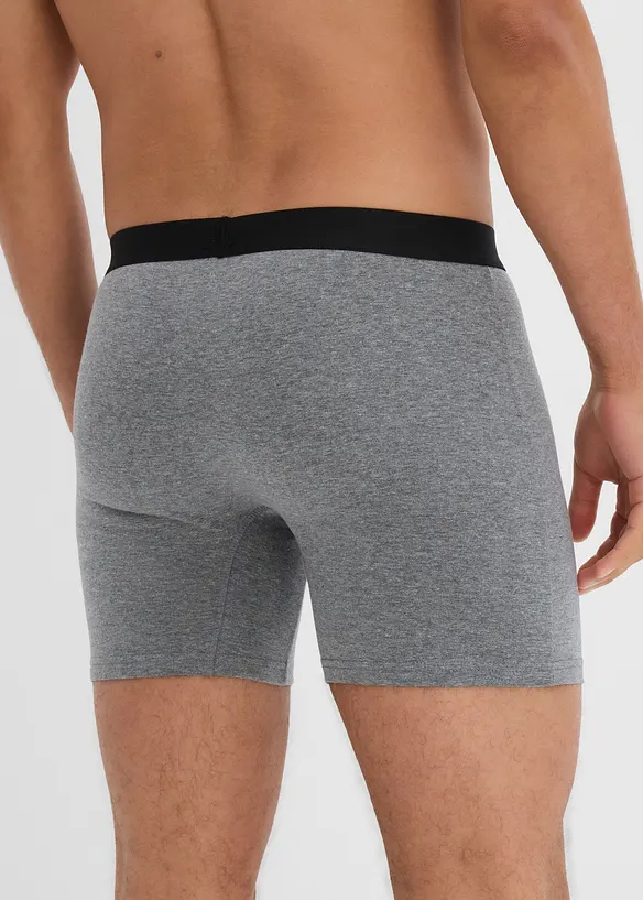 Boxershorts eng, mittellang mit Baumwolle (3er Pack) in grau von hinten - bonprix