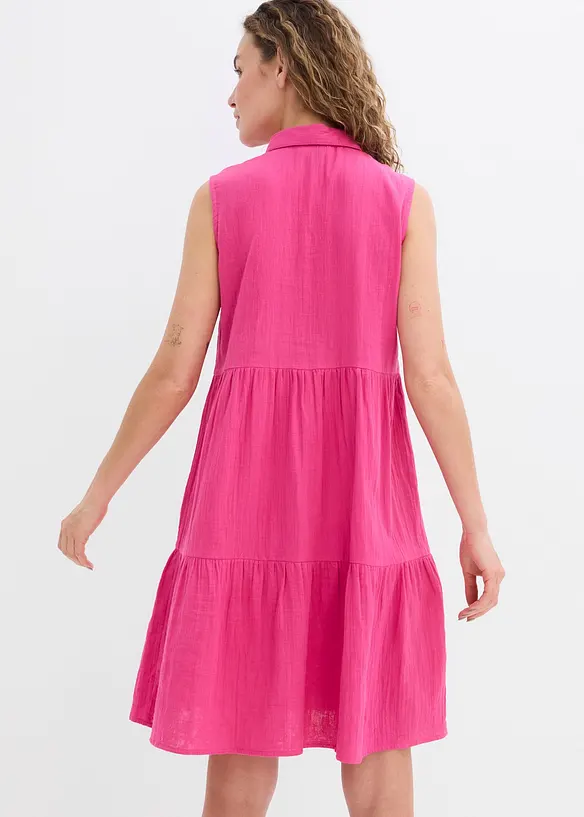 Musselin-Kleid aus reiner Baumwolle in pink von hinten (Totalaufnahme) - bonprix Musselin-Kleid aus reiner Baumwolle in pink von hinten (Totalaufnahme) - bonprix
