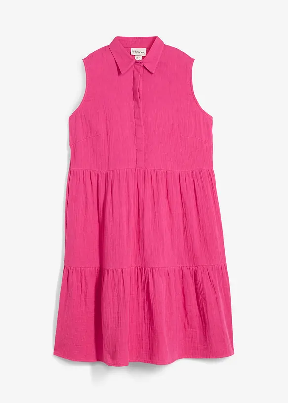 Musselin-Kleid aus reiner Baumwolle in pink von vorne - bonprix Musselin-Kleid aus reiner Baumwolle in pink von vorne - bonprix