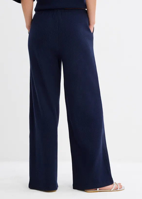 Strukturhose aus reiner Baumwolle in blau von hinten - bonprix