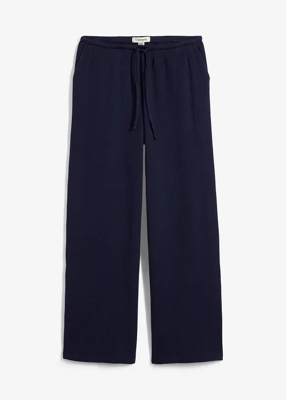 Strukturhose aus reiner Baumwolle in blau von vorne - bonprix
