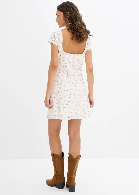 Spitzenkleid mit Blumenprint in weiß von hinten (Totalaufnahme) - bonprix Spitzenkleid mit Blumenprint in weiß von hinten (Totalaufnahme) - bonprix