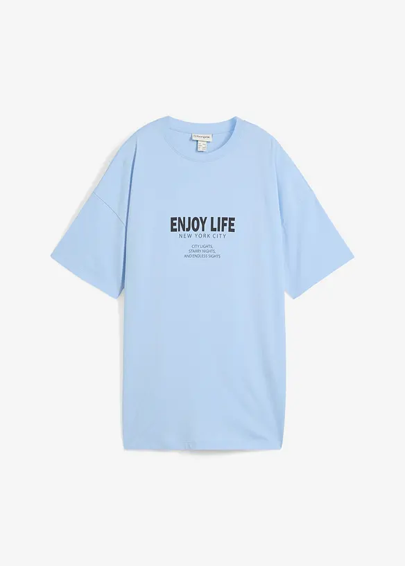 Oversize-Shirt aus reiner Bio-Baumwolle in blau von vorne - bonprix