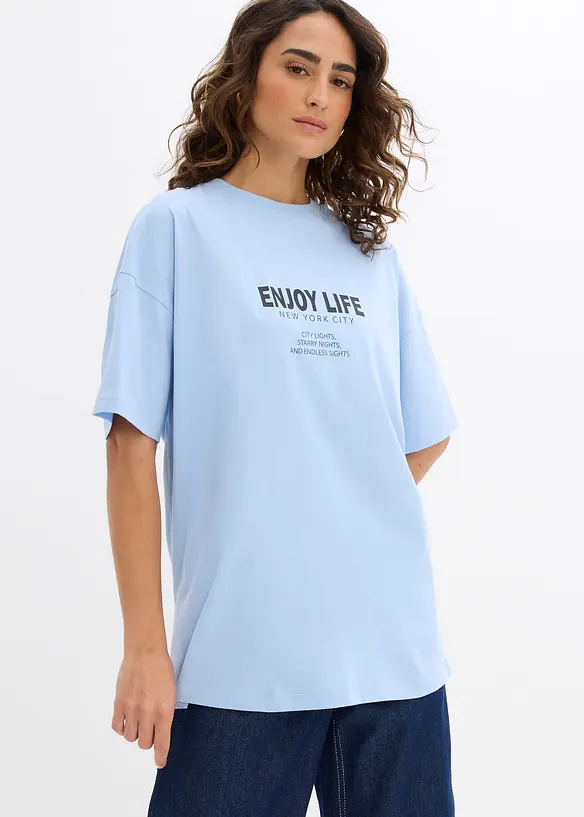 Oversize-Shirt aus reiner Bio-Baumwolle in blau von hinten (im Anschnitt) - bonprix