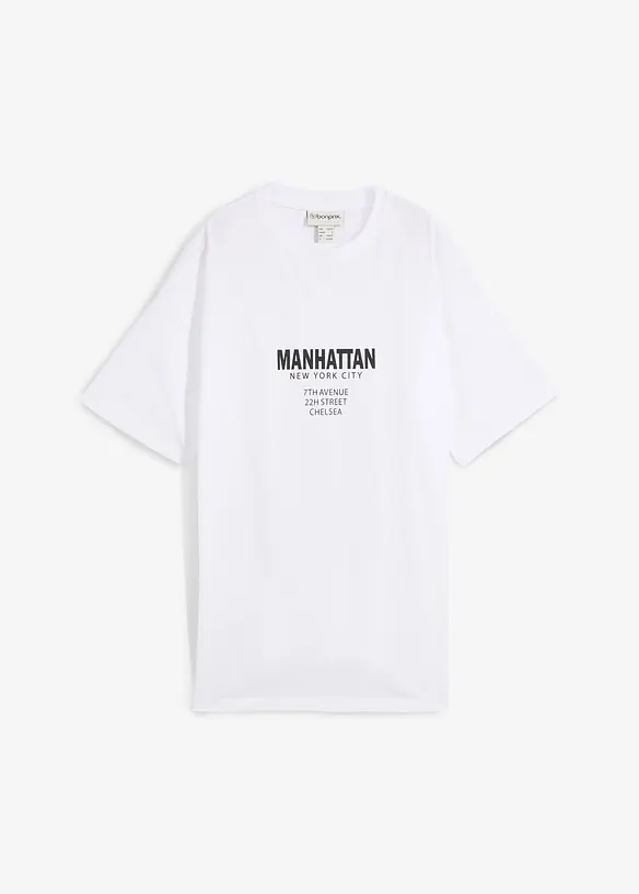 Oversize-Shirt aus reiner Bio-Baumwolle in weiß von vorne - bonprix