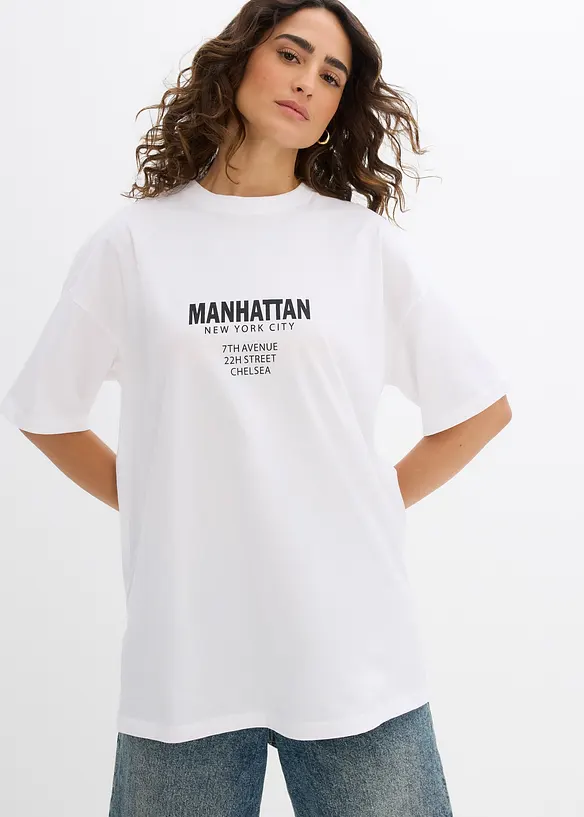 Oversize-Shirt aus reiner Bio-Baumwolle in weiß von hinten (im Anschnitt) - bonprix