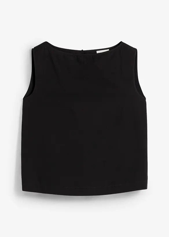 Blusentop aus reiner Baumwolle in schwarz von vorne - bonprix Blusentop aus reiner Baumwolle in schwarz von vorne - bonprix