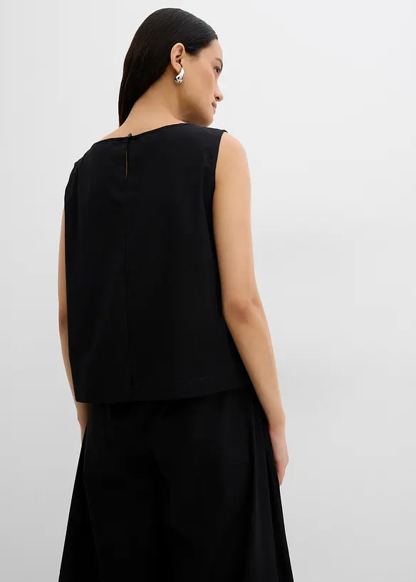 Blusentop aus reiner Baumwolle in schwarz von hinten (im Anschnitt) - bonprix Blusentop aus reiner Baumwolle in schwarz von hinten (im Anschnitt) - bonprix