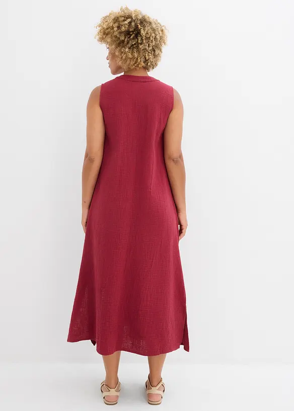 Musselin-Blusenkleid aus reiner Baumwolle in rot von hinten (Totalaufnahme) - bonprix