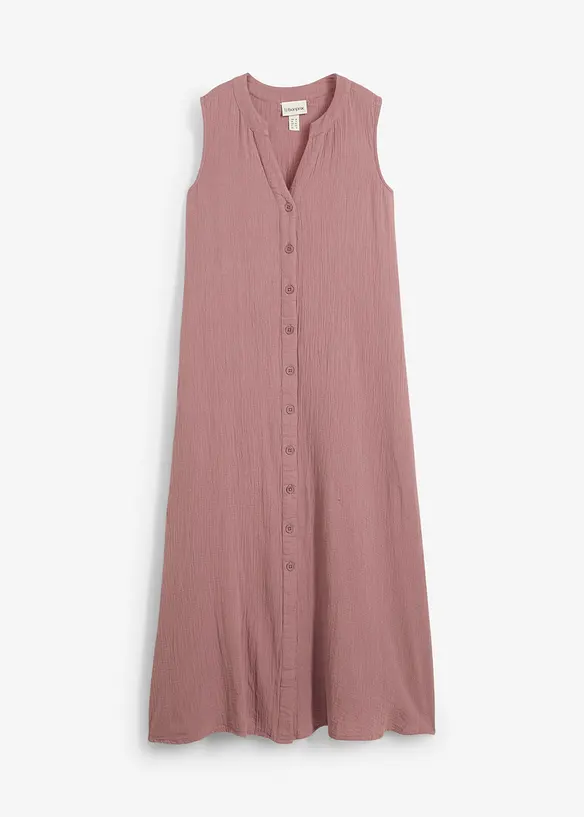Musselin-Blusenkleid aus reiner Baumwolle in lila von vorne - bonprix