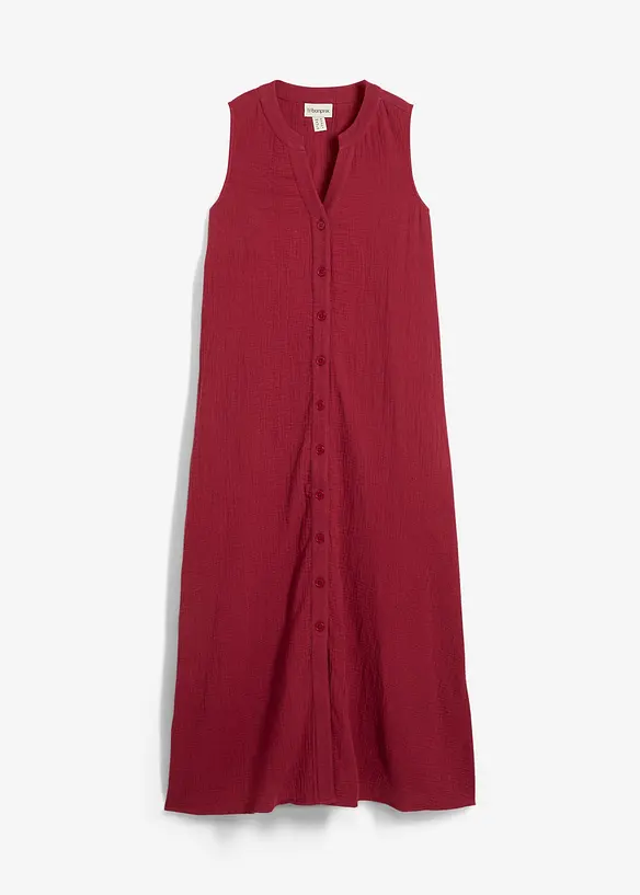 Musselin-Blusenkleid aus reiner Baumwolle in rot von vorne - bonprix