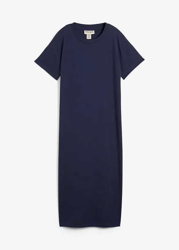 Shirtkleid aus reiner Bio-Baumwolle in blau von vorne - bonprix