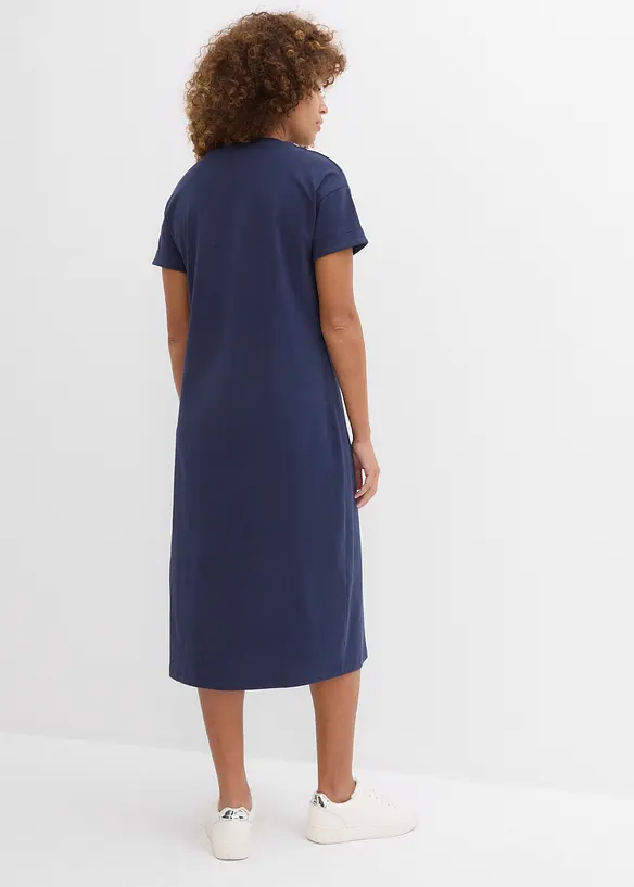 Shirtkleid aus reiner Bio-Baumwolle in blau von hinten (Totalaufnahme) - bonprix