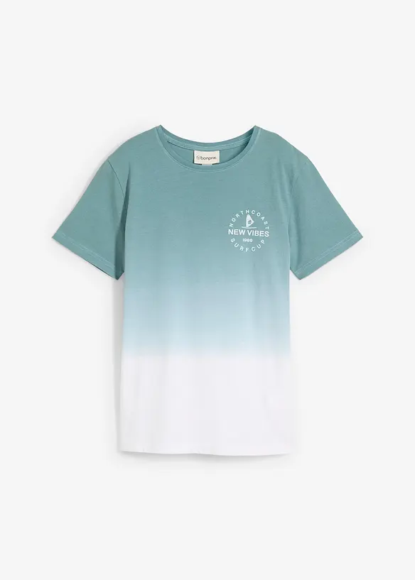 T-Shirt aus reiner Baumwolle in blau von vorne - bonprix