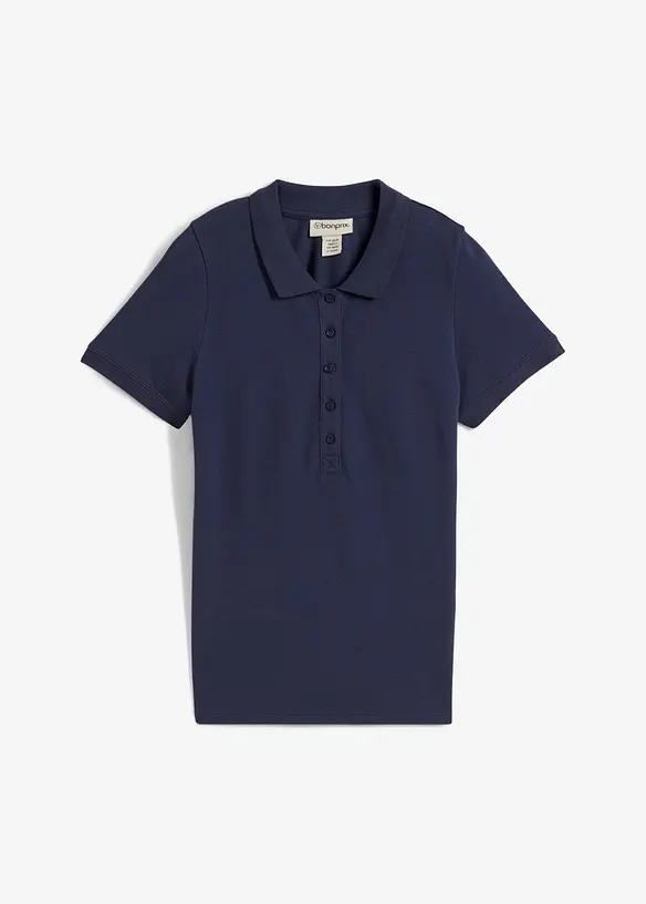 Piqué-Poloshirt aus reiner Bio-Baumwolle in blau von vorne - bonprix