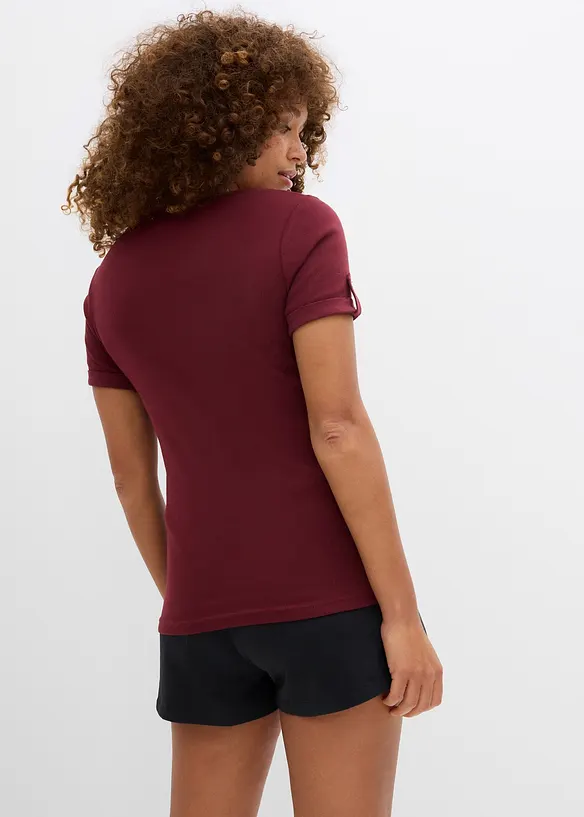 Henleyshirt aus reiner Bio-Baumwolle in rot von hinten (im Anschnitt) - bonprix Henleyshirt aus reiner Bio-Baumwolle in rot von hinten (im Anschnitt) - bonprix