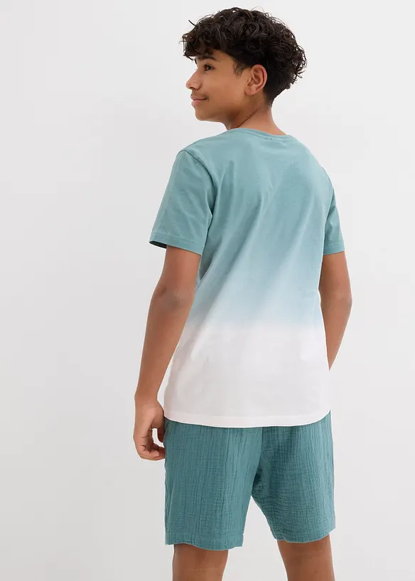 T-Shirt aus reiner Baumwolle in blau von hinten (im Anschnitt) - bonprix