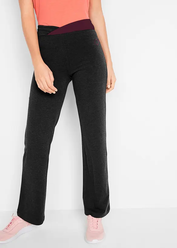 Baumwoll-Sporthose, Bootcut (2er Pack) in schwarz von vorne - bonprix Baumwoll-Sporthose, Bootcut (2er Pack) in schwarz von vorne - bonprix