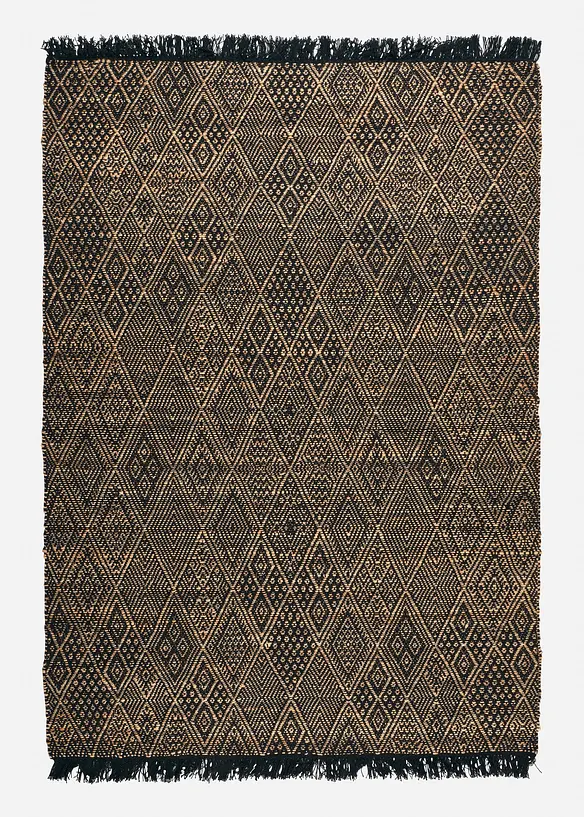 Kelim-Teppich mit Fransen in beige von vorne - bonprix