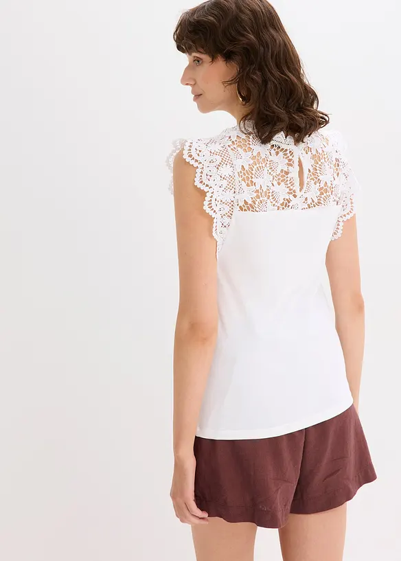 Shirt aus elastischem Baumwoll-Mix in weiß von hinten (im Anschnitt) - bonprix Shirt aus elastischem Baumwoll-Mix in weiß von hinten (im Anschnitt) - bonprix