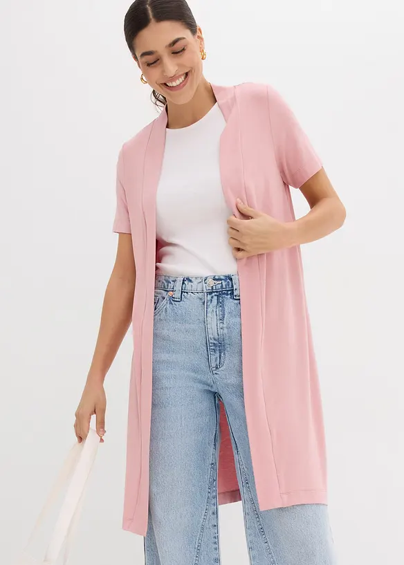 Shirtjacke aus softer Viskose in rosa von vorne (im Anschnitt) - bonprix Shirtjacke aus softer Viskose in rosa von vorne (im Anschnitt) - bonprix