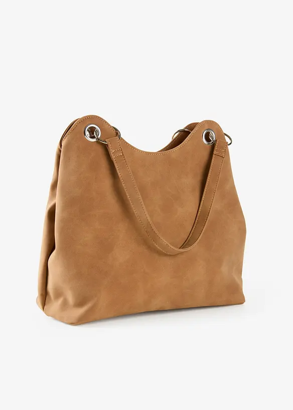 Handtasche in Velourslederoptik in braun von hinten - bonprix Handtasche in Velourslederoptik in braun von hinten - bonprix