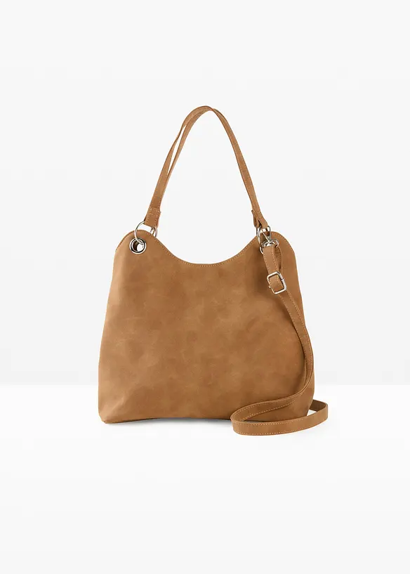 Handtasche in Velourslederoptik in braun von vorne - bonprix Handtasche in Velourslederoptik in braun von vorne - bonprix