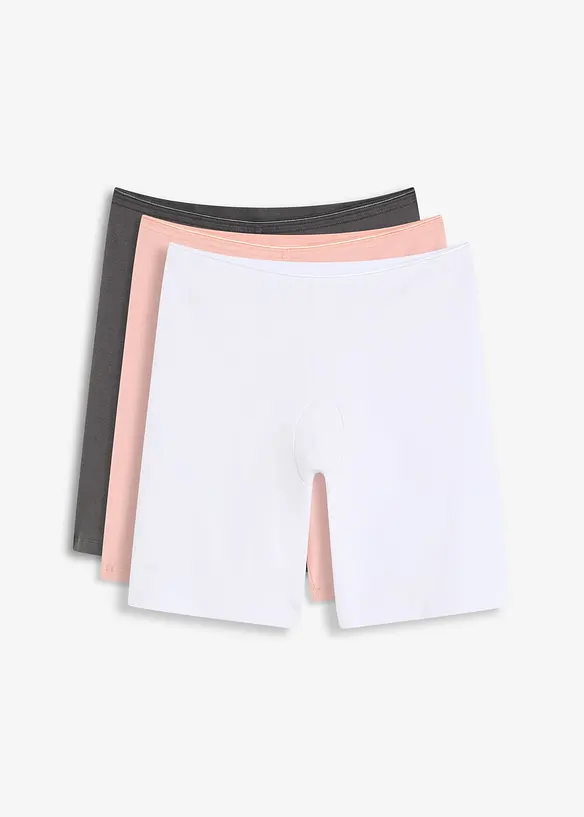 Lange Damen Boxer mit Bio-Baumwolle (3er Pack) in rosa von vorne - bonprix