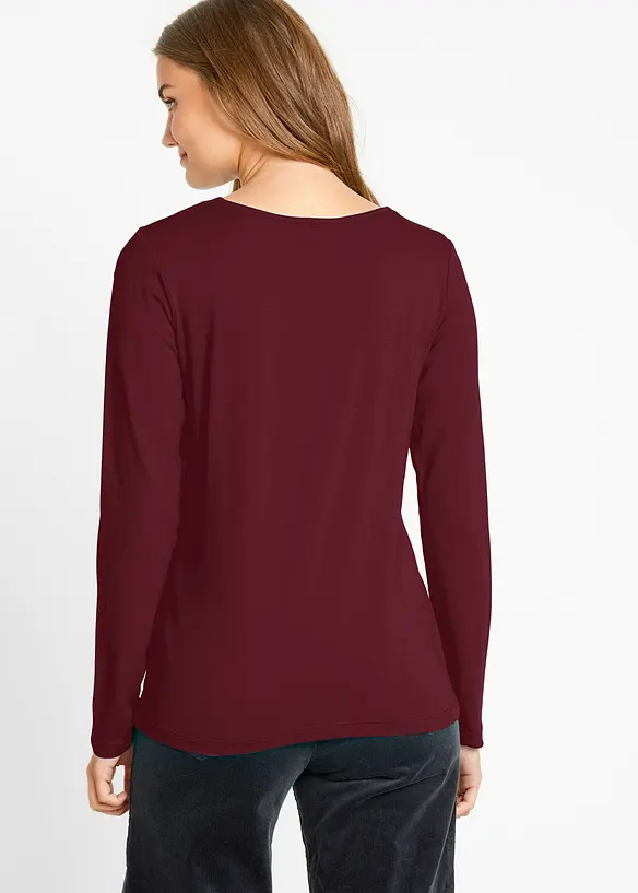 Langarmshirt (2er Pack) in grau von hinten (im Anschnitt) - bonprix