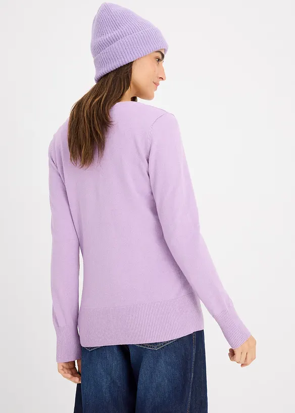Basic Pullover mit recycelter Baumwolle in lila von hinten (im Anschnitt) - bonprix Basic Pullover mit recycelter Baumwolle in lila von hinten (im Anschnitt) - bonprix