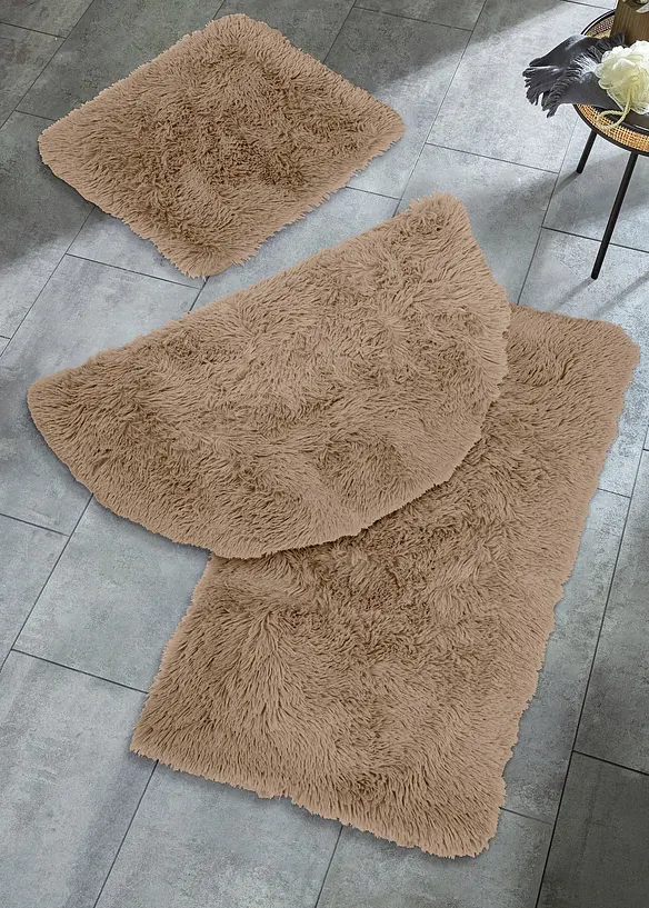 Memory Schaum Badematte mit Synthetik Fell in braun - bonprix