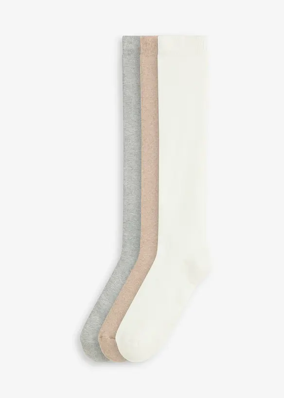 Thermo Kniestrümpfe mit weichem Innenfrottee (3er Pack) in weiß von vorne - bonprix