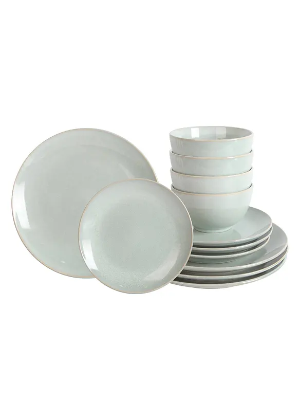 Geschirr-Set (12-tlg. Set) in grau - bonprix