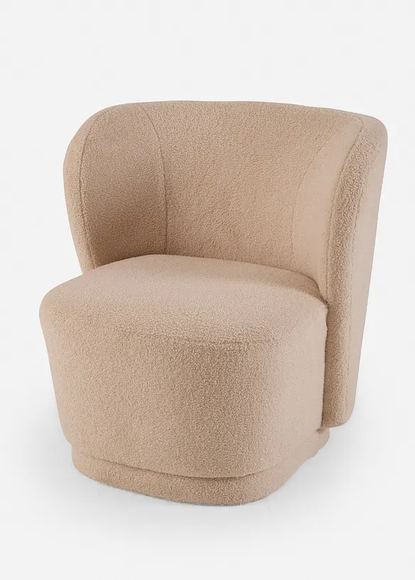 Bouclé Sessel in softem Creme - beige - Wohnen