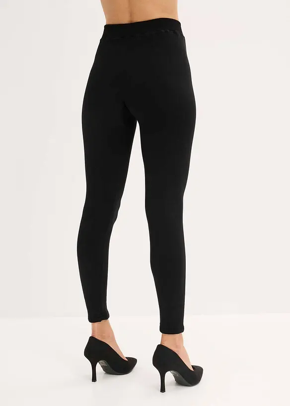 Thermo-Strumpfleggings mit softem Fleece in schwarz von hinten - bonprix