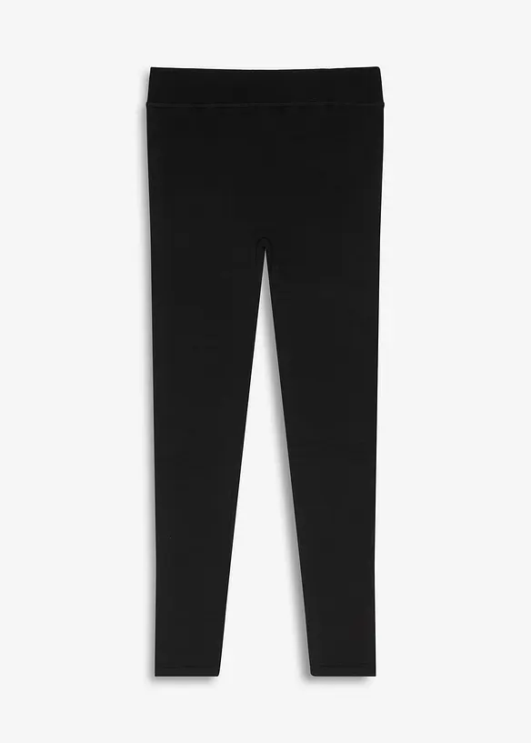 Thermo-Strumpfleggings mit softem Fleece in schwarz von vorne - bonprix