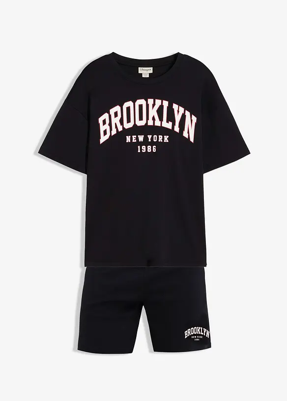 T-Shirt und Shorts (2-tlg.Set) in schwarz von vorne - bonprix T-Shirt und Shorts (2-tlg.Set) in schwarz von vorne - bonprix