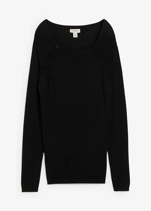 2-in-1 Umstands- und Stillpullover aus Feinstrick in schwarz von vorne - bonprix