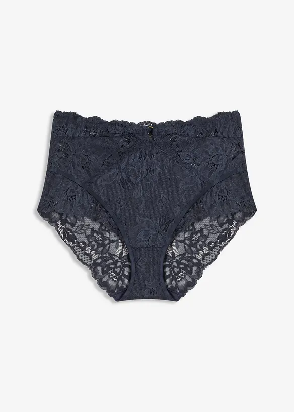 Highwaist Panty aus zarter Spitze in blau von vorne - bonprix