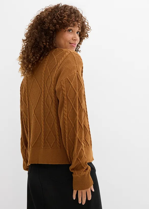 Strickjacke mit Schleifen in braun von hinten (im Anschnitt) - bonprix Strickjacke mit Schleifen in braun von hinten (im Anschnitt) - bonprix