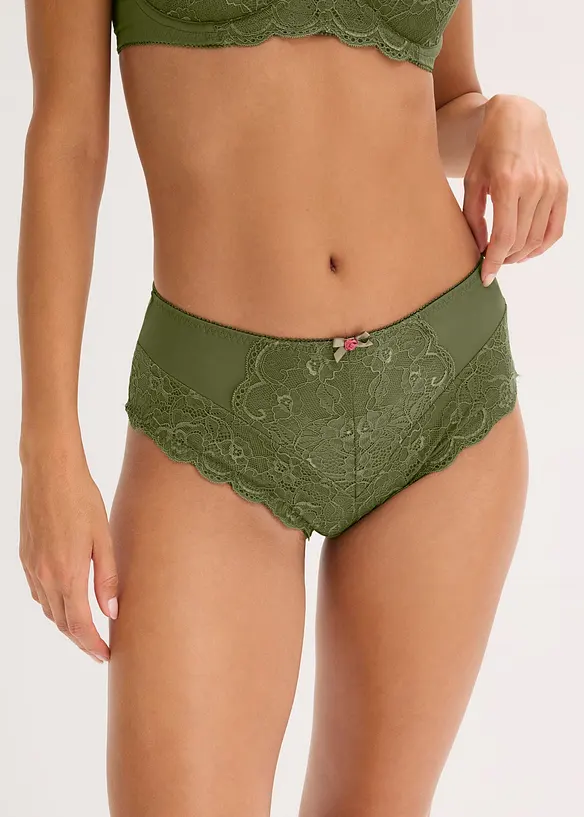 Maxislip mit zarter Spitze in grün von vorne - bonprix