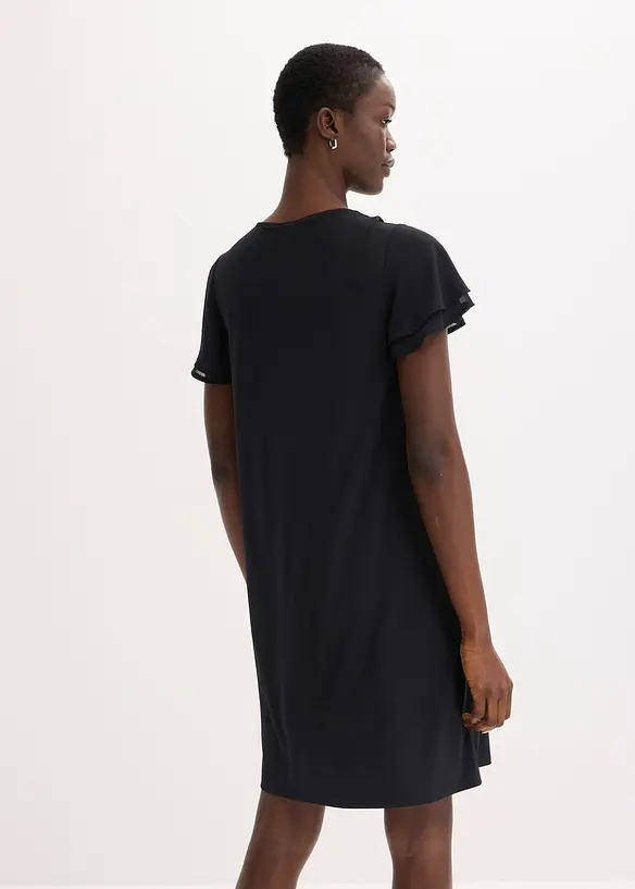 Shirtkleid mit Chiffonärmeln in schwarz von hinten (Totalaufnahme) - bonprix Shirtkleid mit Chiffonärmeln in schwarz von hinten (Totalaufnahme) - bonprix