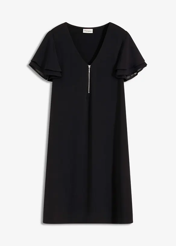 Shirtkleid mit Chiffonärmeln in schwarz von vorne - bonprix Shirtkleid mit Chiffonärmeln in schwarz von vorne - bonprix