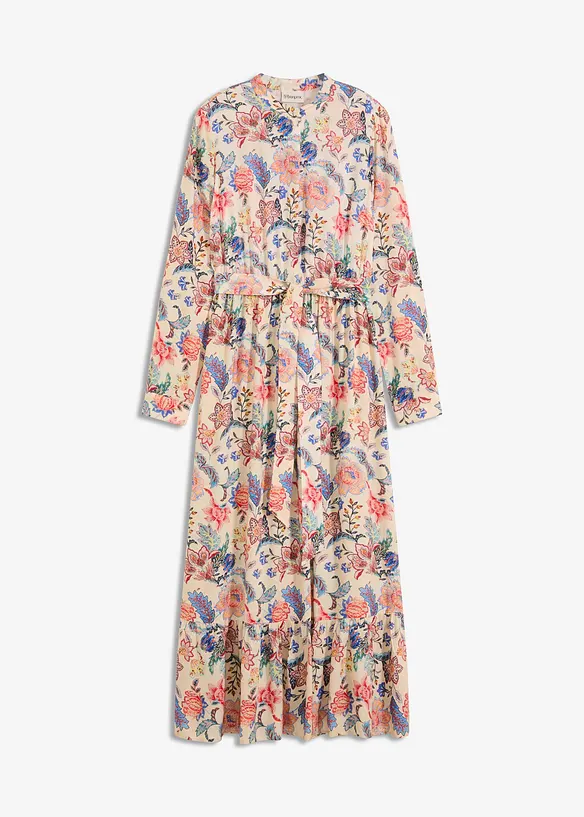 Maxikleid aus fließender Viskose in beige von vorne - bonprix Maxikleid aus fließender Viskose in beige von vorne - bonprix
