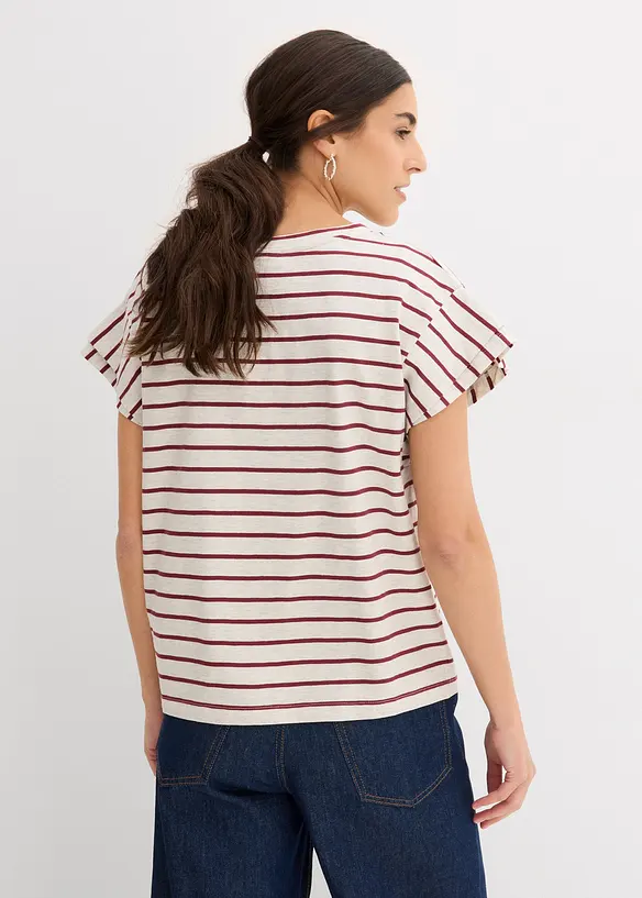 Shirt aus Baumwoll-Mix mit Volantärmeln in beige von hinten (im Anschnitt) - bonprix Shirt aus Baumwoll-Mix mit Volantärmeln in beige von hinten (im Anschnitt) - bonprix