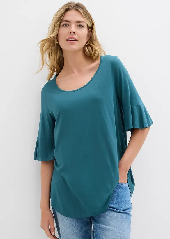 Shirt aus softer Viskose in petrol von vorne (im Anschnitt) - bonprix Shirt aus softer Viskose in petrol von vorne (im Anschnitt) - bonprix