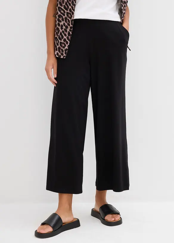 7/8-Hose aus Bio-Baumwolle mit Stretch in schwarz von vorne - bonprix